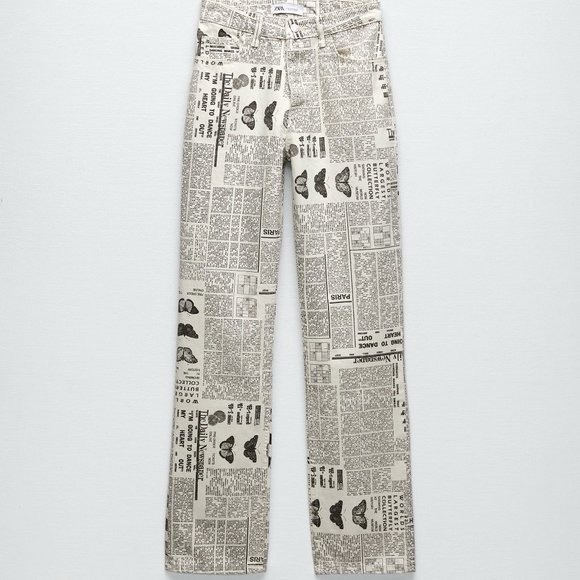 Zara White Newspaper Jeans - Picture 1 of 8